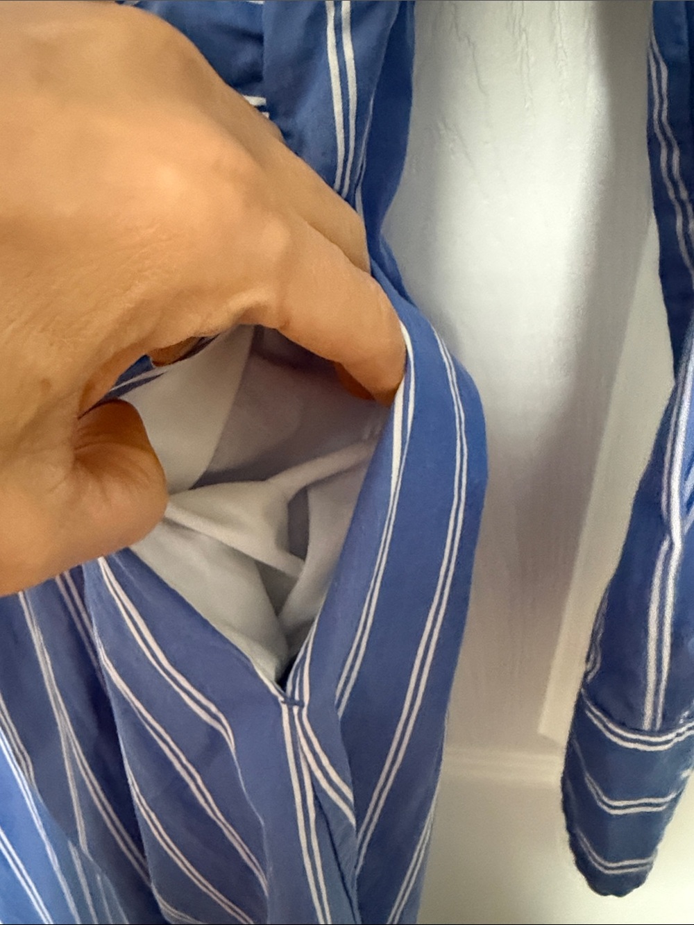 Universal Thread Blue and White Striped Midi Shirt Dress with Tie Waist - Picture 3 of 6